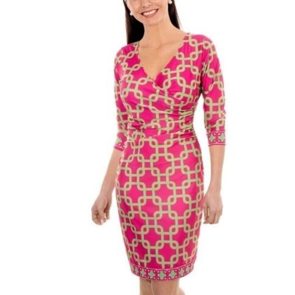 Gretchen Scott Unchained Crossover Faux Wrap Sheath Dress Preppy - Picture 4 of 12